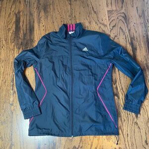 Adidas 3 stripe navy blue / pink jacket medium